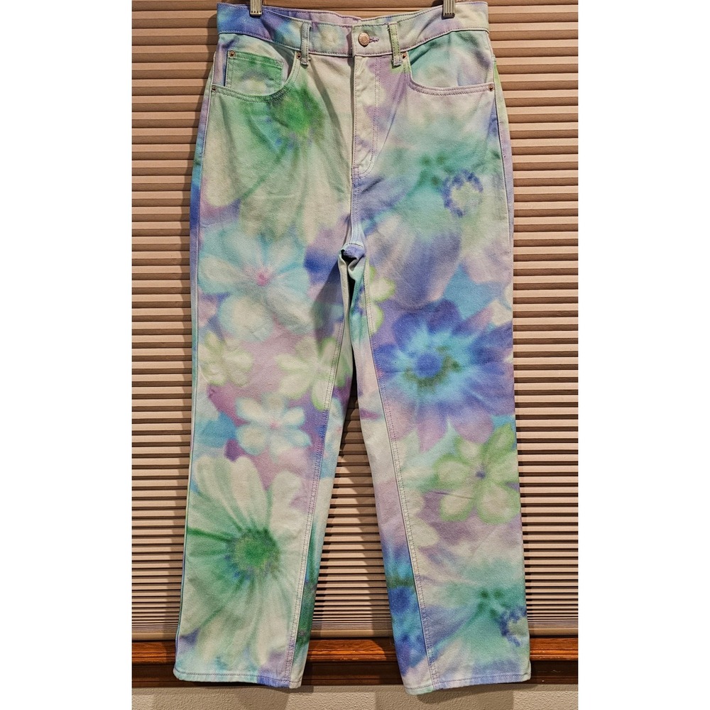 BDG Urban Outfitters Cowboy Jean Floral Print High Rise Straight Leg Blue 30